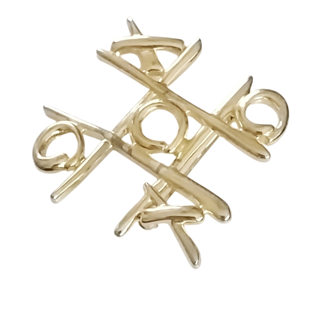 Gold Tone Tic Tac Toe Brooch Abstract Game Design. NWOT - Picture 5 of 7